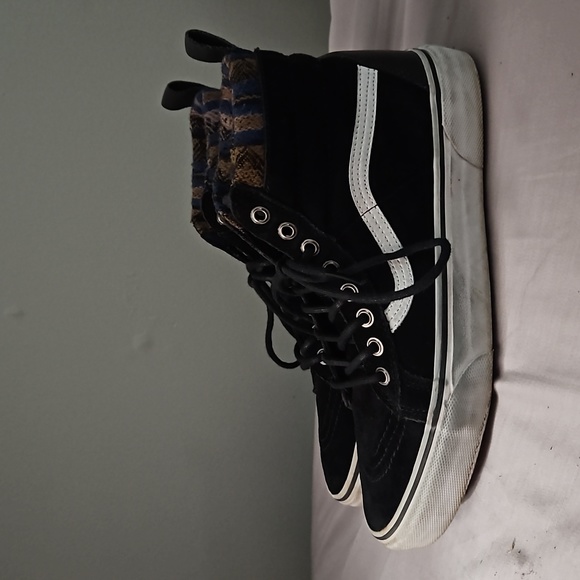 VANS Black Suede Aztec Woven Scothguard SK8-Hi - Picture 2 of 5
